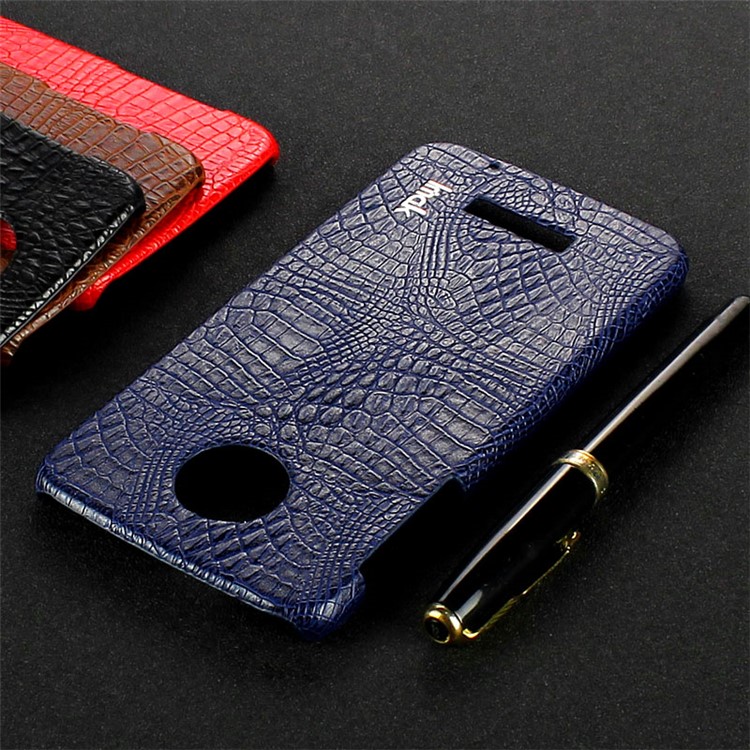 IMAK Ruiyi Series for Motorola Moto Z Play Crocodile Texture Leather Coated Hard Case Accessory - Dark Blue-15