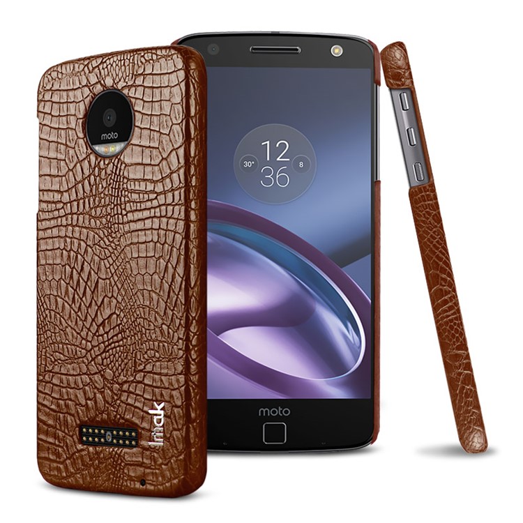 IMAK Ruiyi Series for Motorola Moto Z Play Crocodile Texture Leather Coated Hard Mobile Phone Cover - Brown-1