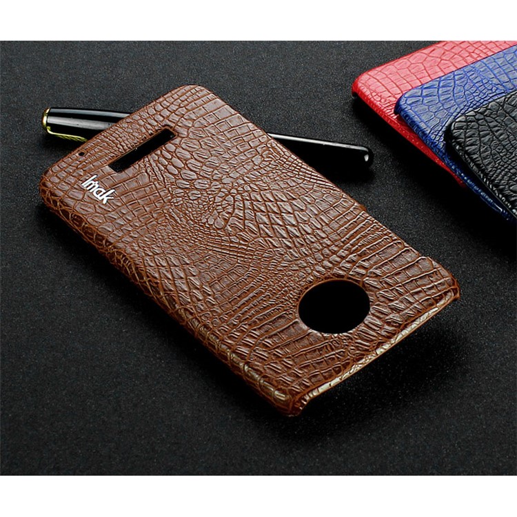 IMAK Ruiyi Series for Motorola Moto Z Play Crocodile Texture Leather Coated Hard Mobile Phone Cover - Brown-13