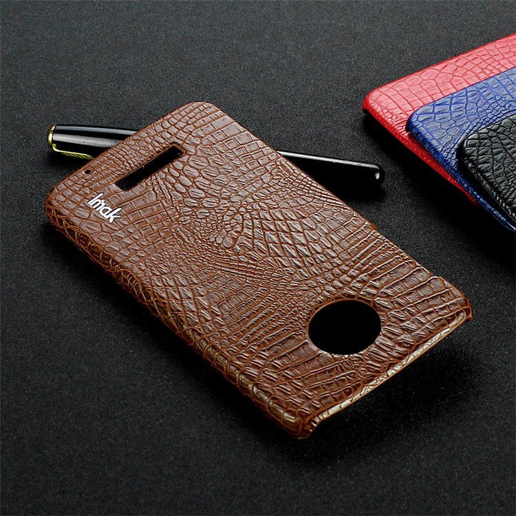 IMAK Ruiyi Series for Motorola Moto Z Play Crocodile Texture Leather Coated Hard Mobile Phone Cover - Brown-15