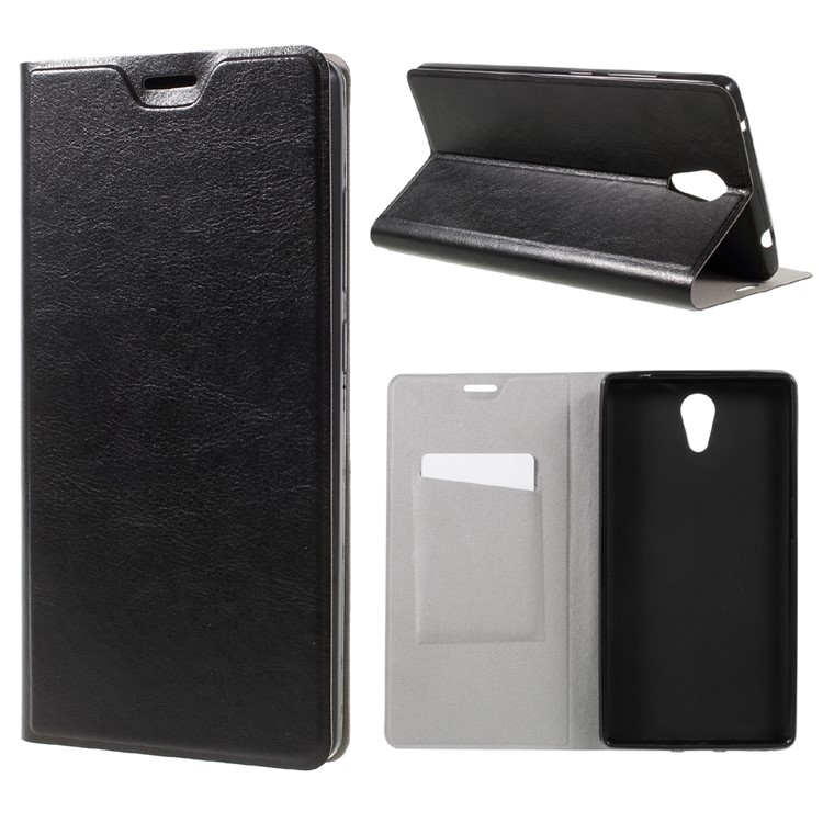 Crazy Horse Leather Mobile Phone Case for Lenovo Phab2 - Black-1