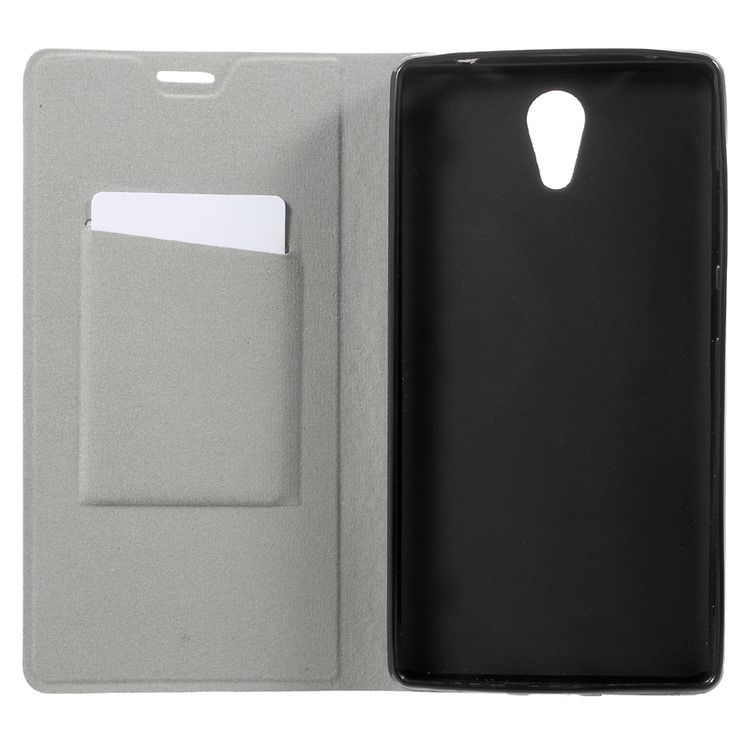 Cross Grain Leather Card Holder Flip Phone Case for Lenovo Phab2 - Black-5