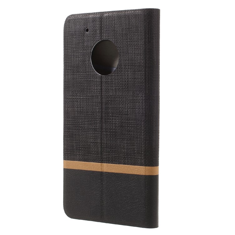 Cross Texture Leather Card Holder Flip Case for Motorola Moto X 2017 Built-in Steel Sheet - Black-2