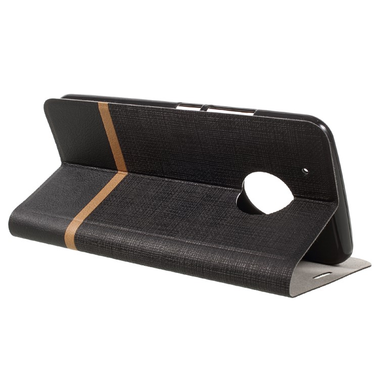 Cross Texture Leather Card Holder Flip Case for Motorola Moto X 2017 Built-in Steel Sheet - Black-5