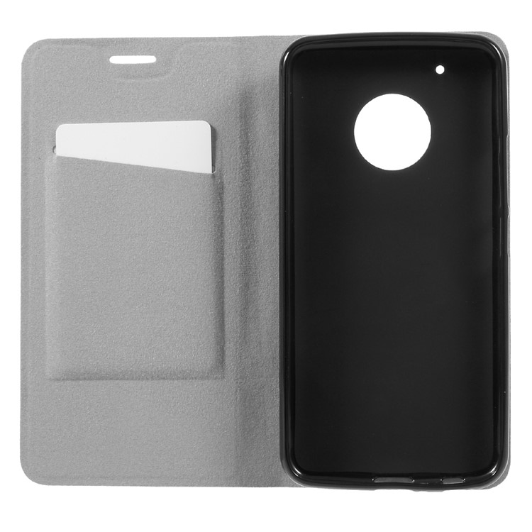 Cross Texture Leather Card Holder Flip Case for Motorola Moto X 2017 Built-in Steel Sheet - Black-6