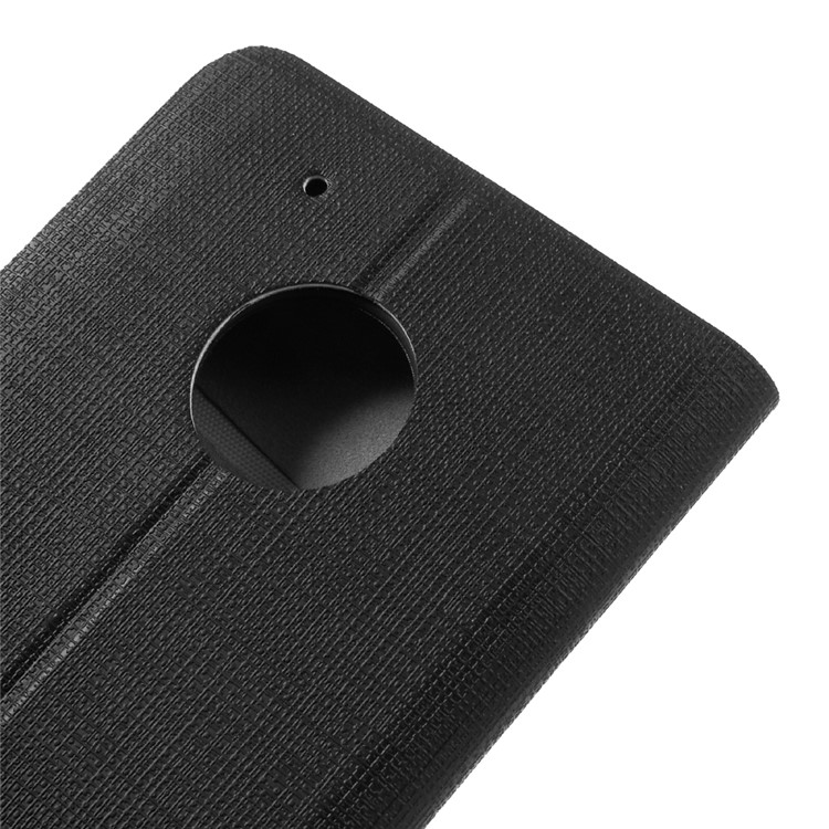 Cross Texture Leather Card Holder Flip Case for Motorola Moto X 2017 Built-in Steel Sheet - Black-8