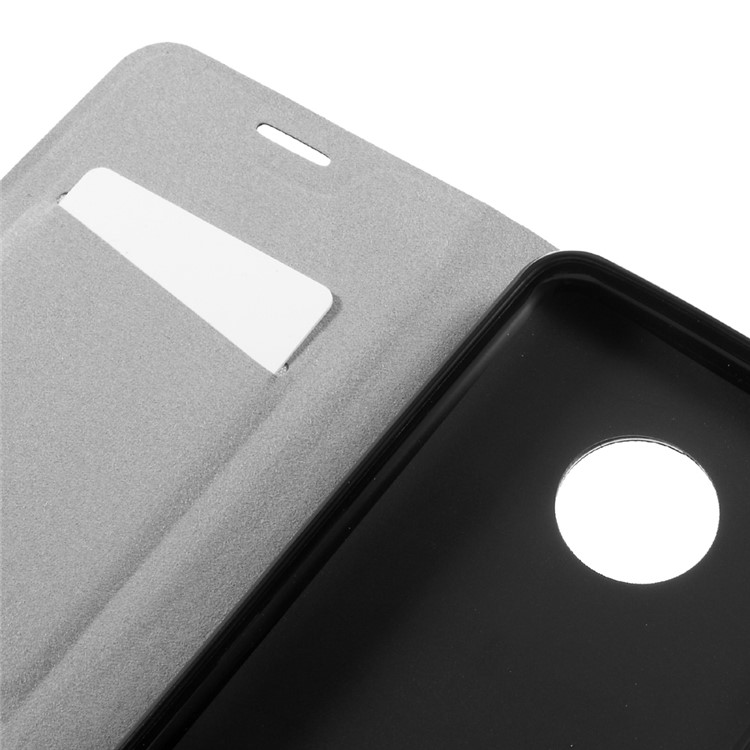 Cross Texture Leather Card Holder Flip Case for Motorola Moto X 2017 Built-in Steel Sheet - Black-9
