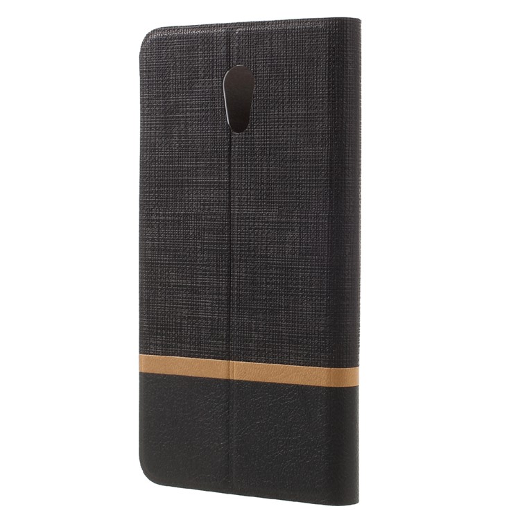 Contrast Color Cross Texture Leather Phone Case for Lenovo P2 Built-in Steel Sheet - Black-2