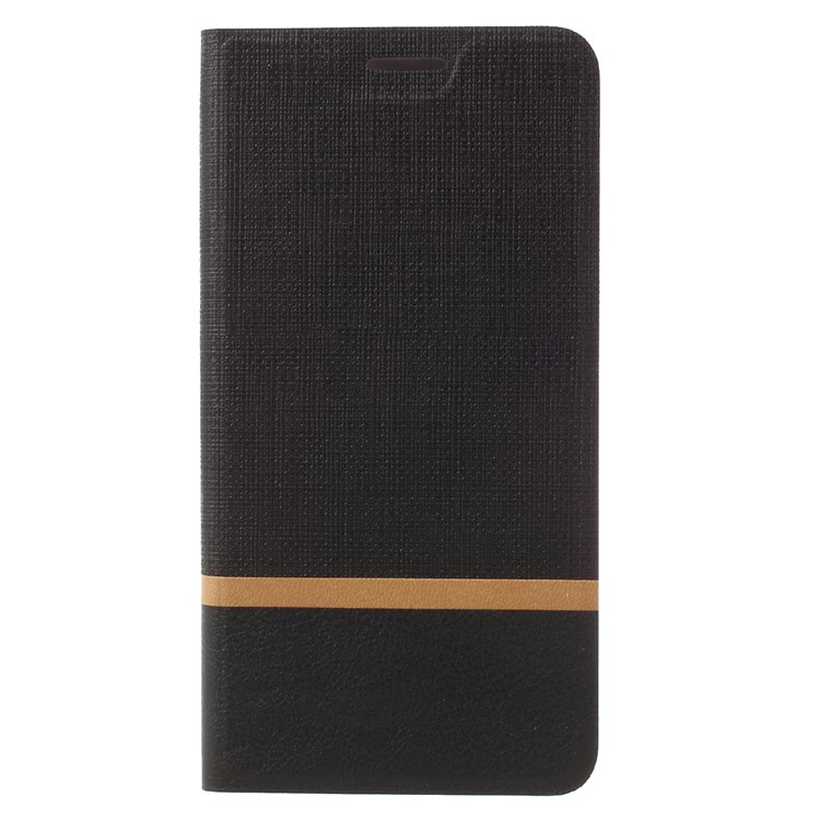 Contrast Color Cross Texture Leather Phone Case for Lenovo P2 Built-in Steel Sheet - Black-3