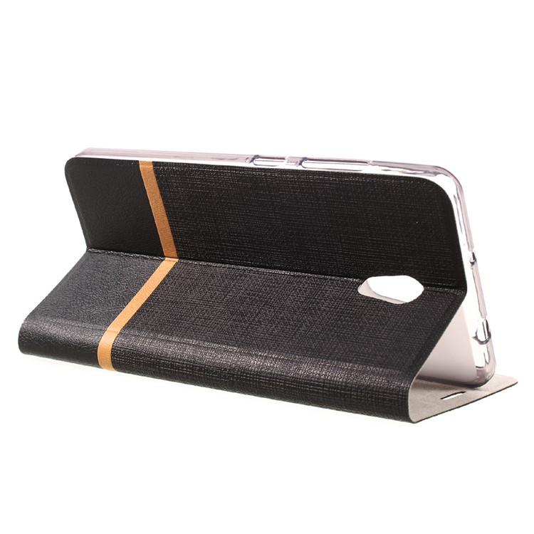Contrast Color Cross Texture Leather Phone Case for Lenovo P2 Built-in Steel Sheet - Black-5