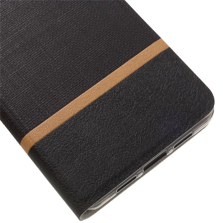 Contrast Color Cross Texture Leather Phone Case for Lenovo P2 Built-in Steel Sheet - Black-7