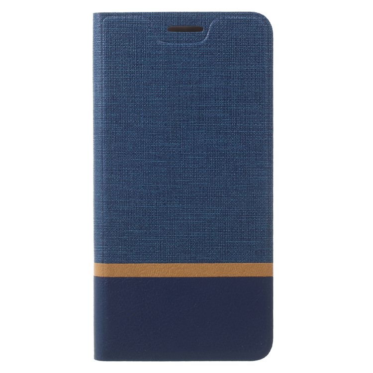 Contrast Color Card Slot Leather Mobile Case for Lenovo P2 Built-in Steel Sheet - Dark Blue-1