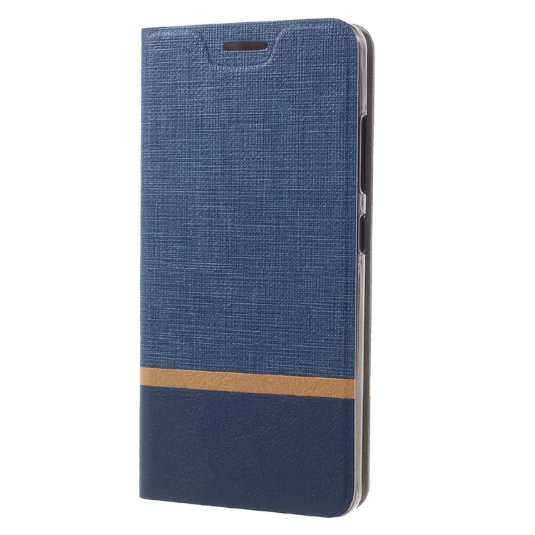 Contrast Color Card Slot Leather Mobile Case for Lenovo P2 Built-in Steel Sheet - Dark Blue-2