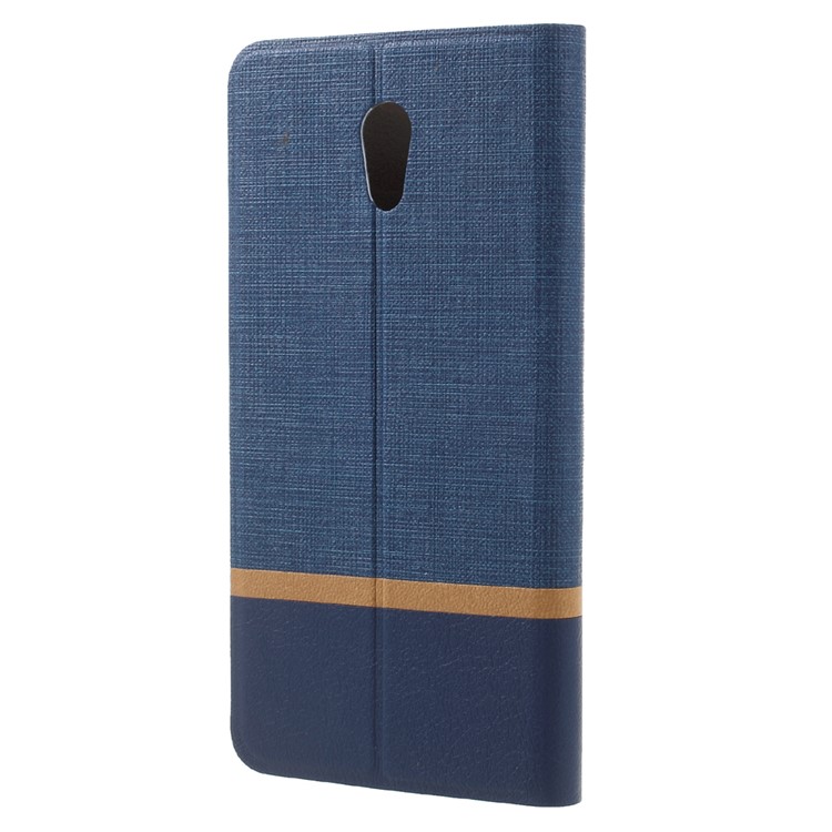 Contrast Color Card Slot Leather Mobile Case for Lenovo P2 Built-in Steel Sheet - Dark Blue-3
