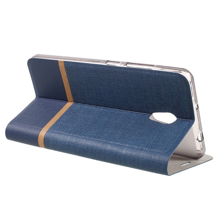 Contrast Color Card Slot Leather Mobile Case for Lenovo P2 Built-in Steel Sheet - Dark Blue-5