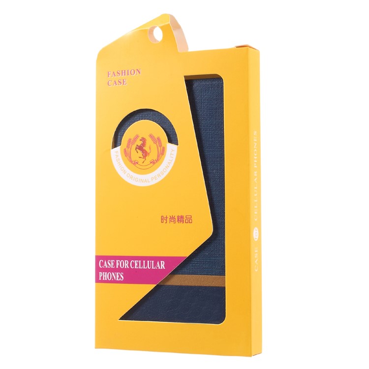 Contrast Color Card Slot Leather Mobile Case for Lenovo P2 Built-in Steel Sheet - Dark Blue-7