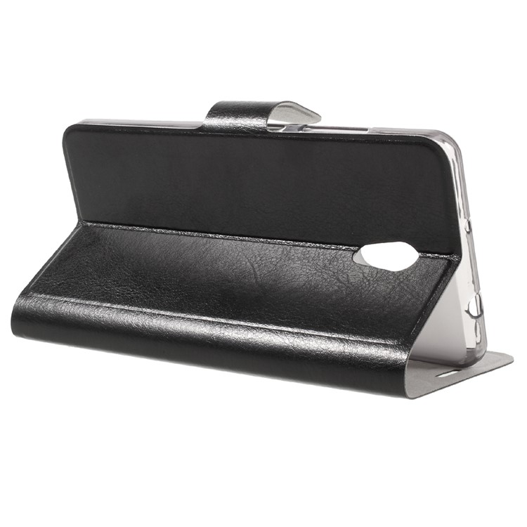 Crazy Horse Leather Card Slot Phone Casing for Lenovo P2 with Steel Sheet - Black-5