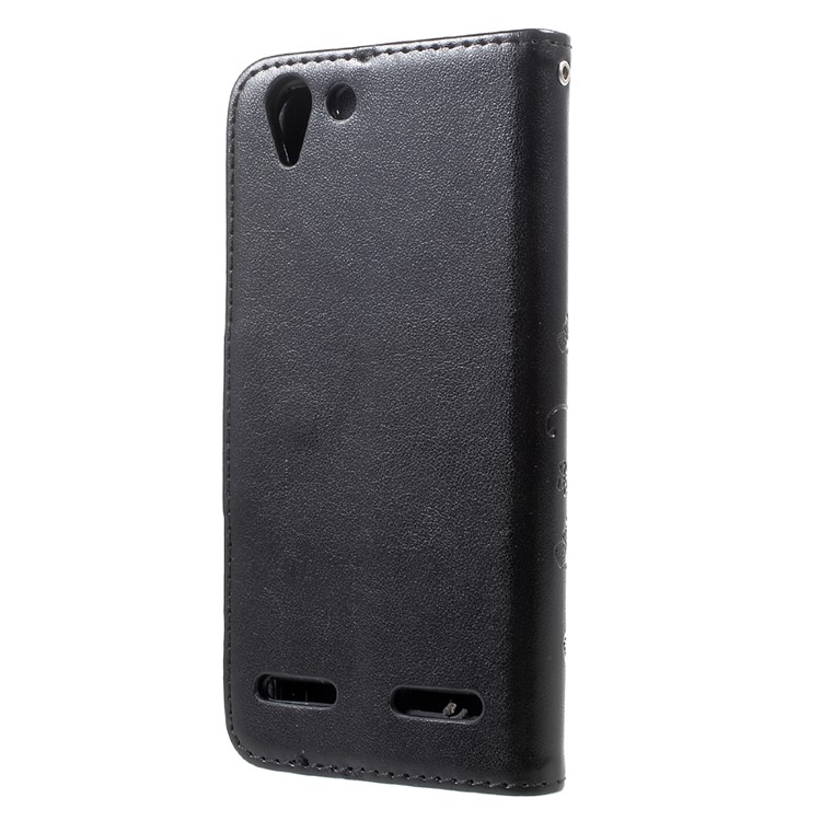Imprint Butterfly Flower Wallet Leather Phone Case for Lenovo Vibe K5 / K5 Plus - Black-3