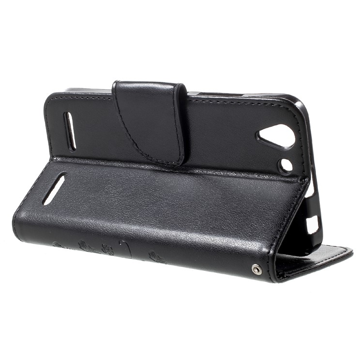 Imprint Butterfly Flower Wallet Leather Phone Case for Lenovo Vibe K5 / K5 Plus - Black-4
