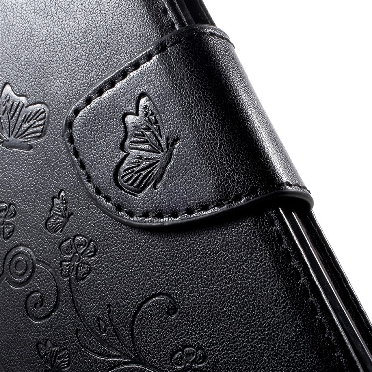 Imprint Butterfly Flower Wallet Leather Phone Case for Lenovo Vibe K5 / K5 Plus - Black-8
