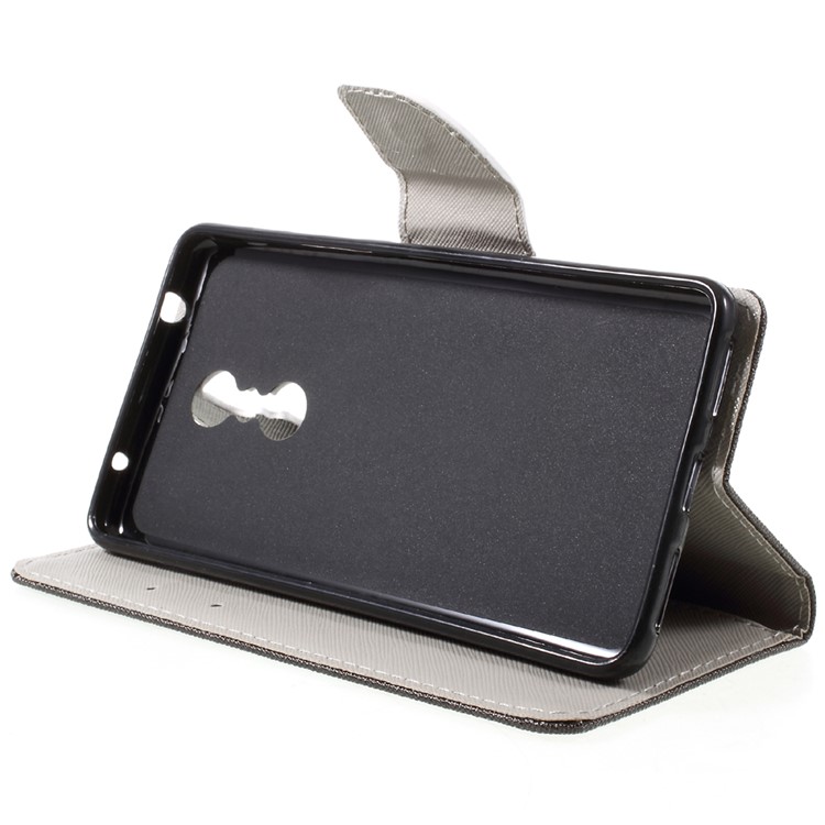 Patterned Leather Wallet Phone Case for Lenovo K6 Note - Warning and Serious Expression-4