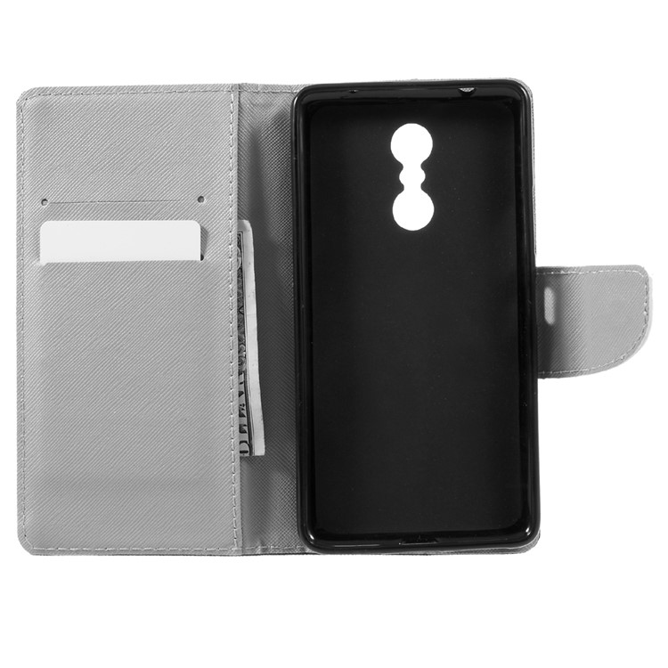 Patterned Leather Wallet Phone Case for Lenovo K6 Note - Warning and Serious Expression-6