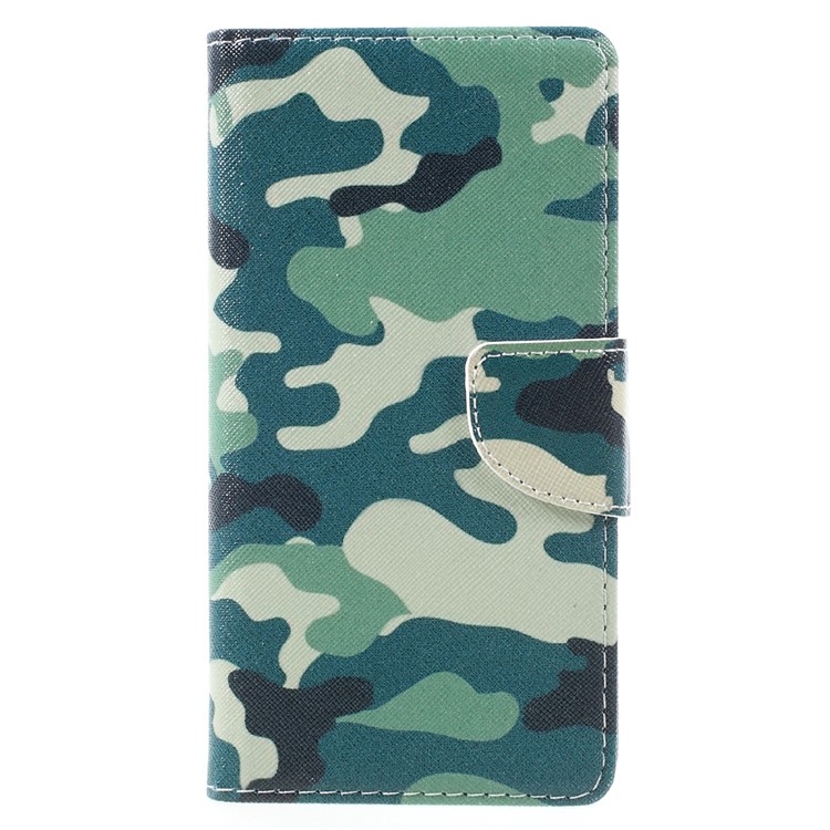 Pattern Printing Leather Wallet Phone Shell for Lenovo K6 Note - Camouflage Pattern-1