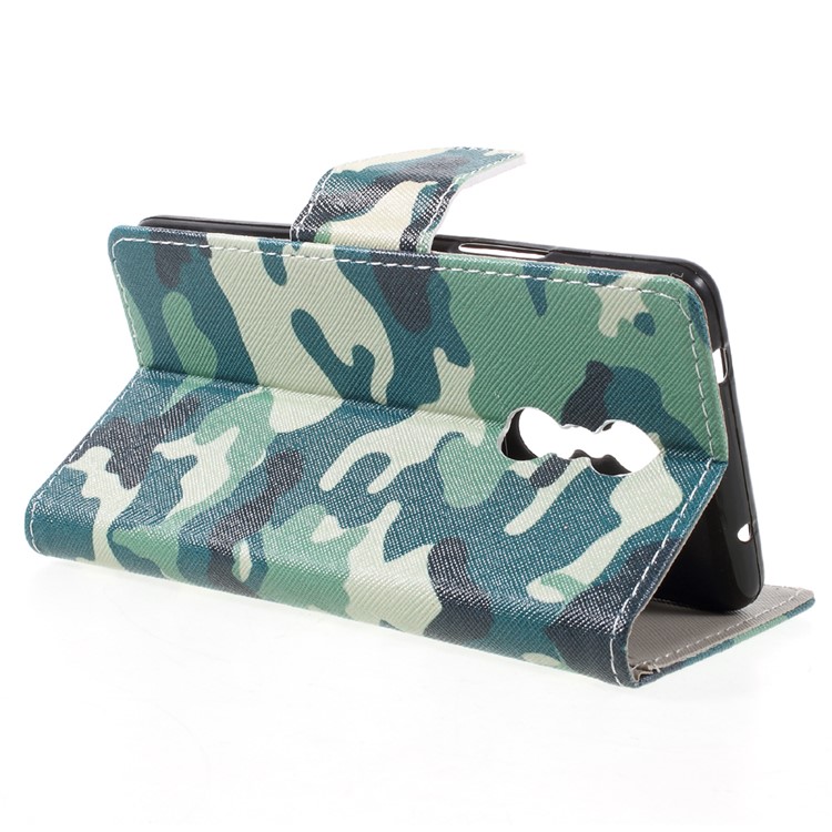 Pattern Printing Leather Wallet Phone Shell for Lenovo K6 Note - Camouflage Pattern-5