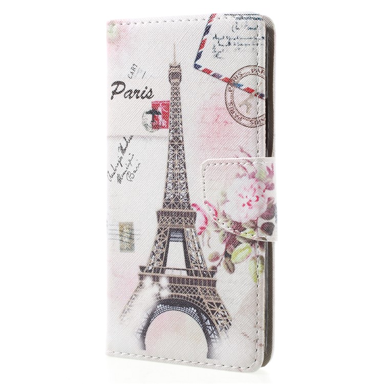 Patterned Leather Wallet Mobile Phone Cover for Lenovo K6 Note - Eiffel Tower-2