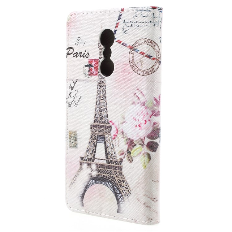 Patterned Leather Wallet Mobile Phone Cover for Lenovo K6 Note - Eiffel Tower-3