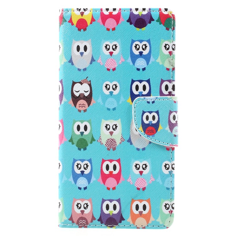 Patterned Leather Wallet Phone Protector Stand Shell for Lenovo K6 Note - Owls-1