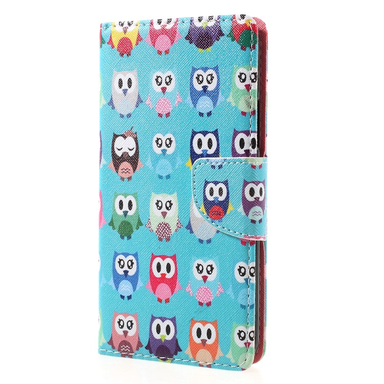 Patterned Leather Wallet Phone Protector Stand Shell for Lenovo K6 Note - Owls-2