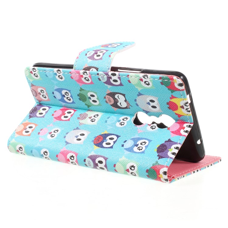 Patterned Leather Wallet Phone Protector Stand Shell for Lenovo K6 Note - Owls-5