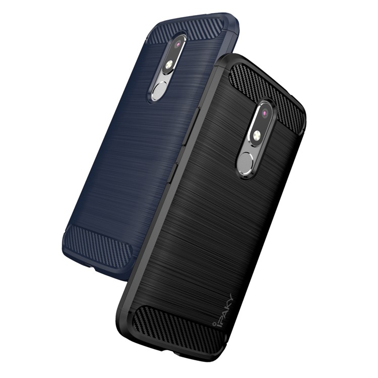 IPAKY for Motorola Moto M Brushed TPU Gel Cell Phone Case - Black-3