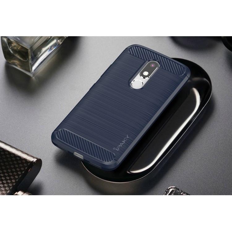 IPAKY for Motorola Moto M Brushed TPU Casing Cover - Dark Blue-4