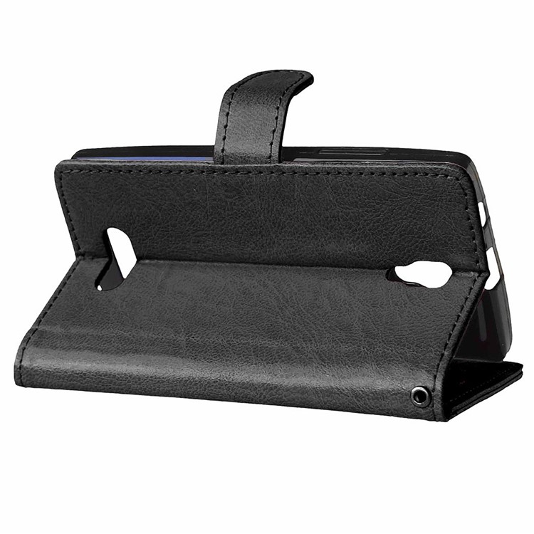 3-Slot Wallet Leather Flip Phone Case for Lenovo A2010 - Black-4