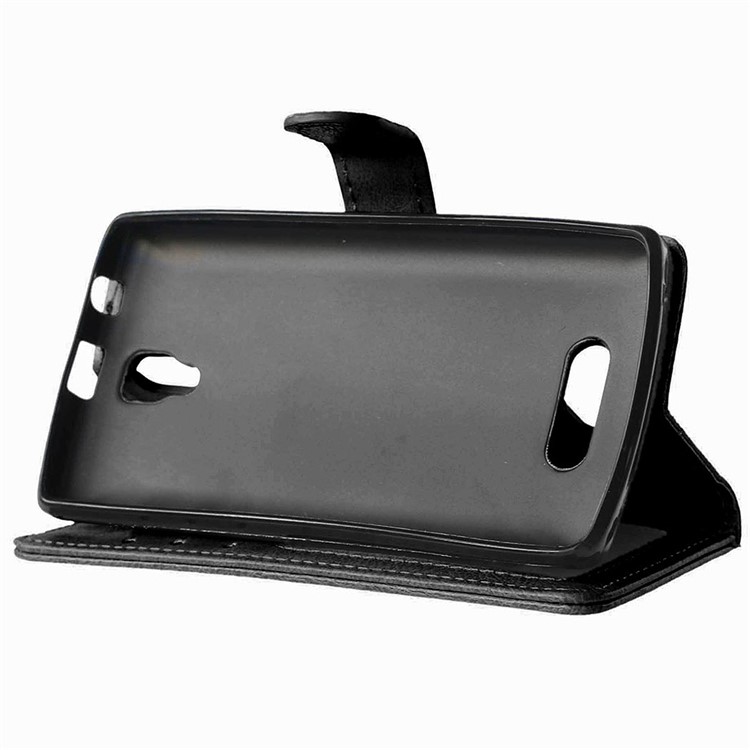 3-Slot Wallet Leather Flip Phone Case for Lenovo A2010 - Black-5