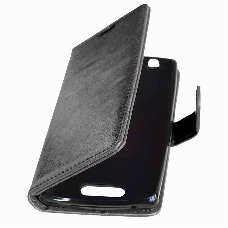 3-Slot Wallet Leather Flip Phone Case for Lenovo A2010 - Black-6