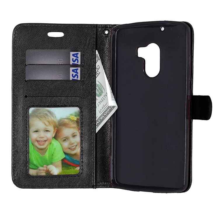 3 Card Slots Leather Flip Stand Phone Case for Lenovo Vibe X3 Lite/A7010/K4 Note - Black-3