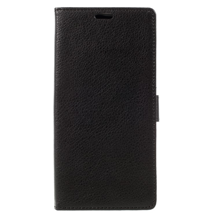 Litchi Grain Flip Phone Case Leather Stand Wallet for Lenovo P2 - Black-3