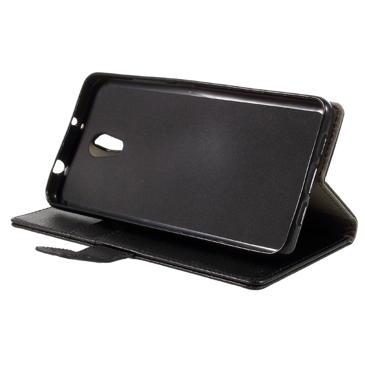 Litchi Grain Flip Phone Case Leather Stand Wallet for Lenovo P2 - Black-4