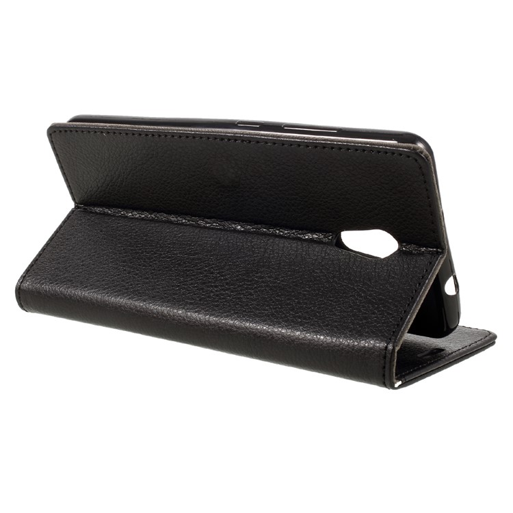 Litchi Grain Flip Phone Case Leather Stand Wallet for Lenovo P2 - Black-5