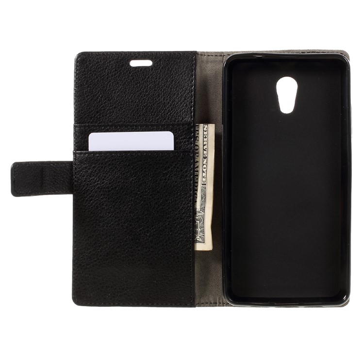 Litchi Grain Flip Phone Case Leather Stand Wallet for Lenovo P2 - Black-6
