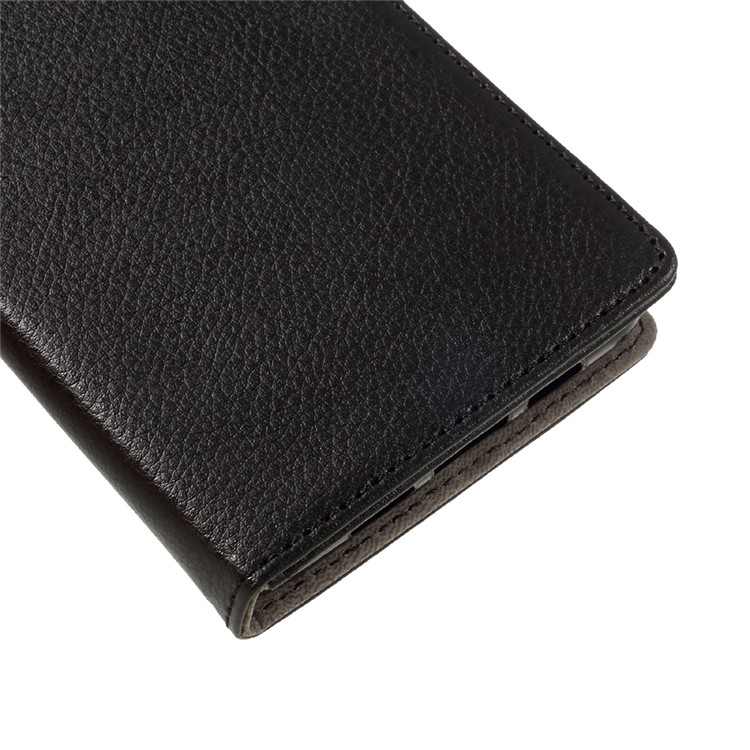 Litchi Grain Flip Phone Case Leather Stand Wallet for Lenovo P2 - Black-7