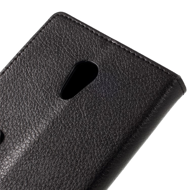 Litchi Grain Flip Phone Case Leather Stand Wallet for Lenovo P2 - Black-8