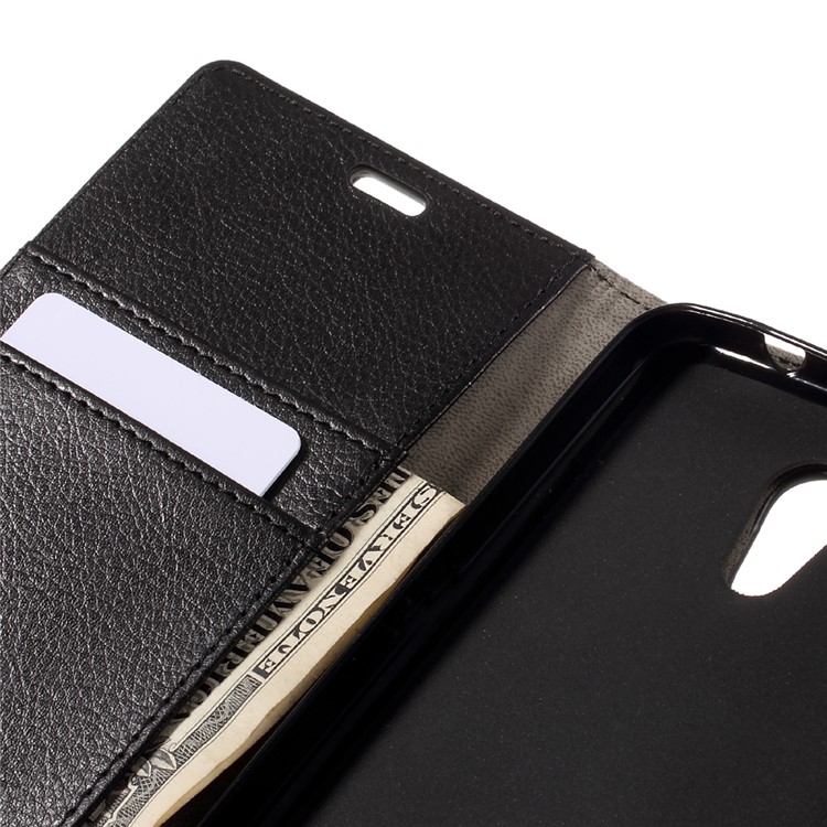Litchi Grain Flip Phone Case Leather Stand Wallet for Lenovo P2 - Black-9