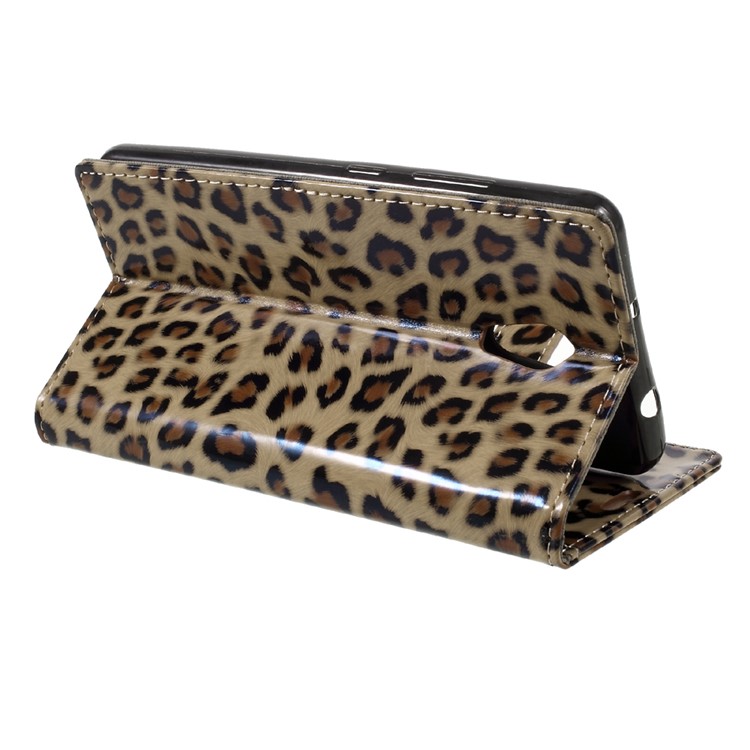 For Lenovo P2 Glossy Leopard PU Leather Wallet Case with Stand-5
