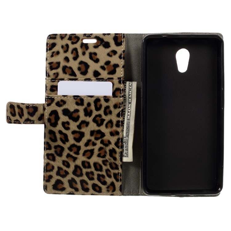 For Lenovo P2 Glossy Leopard PU Leather Wallet Case with Stand-6