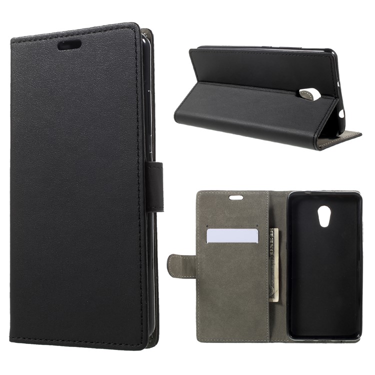 Phone Accessory Leather Wallet Stand Case for Lenovo P2 - Black-1