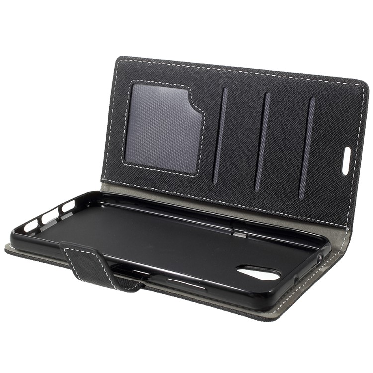 Cross Texture Wallet Flip Phone Case (PU Leather + TPU) for Lenovo P2 - Black-10